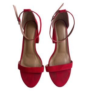 ASOS Red Block Heel Ankle Strap Sandals Size 9
